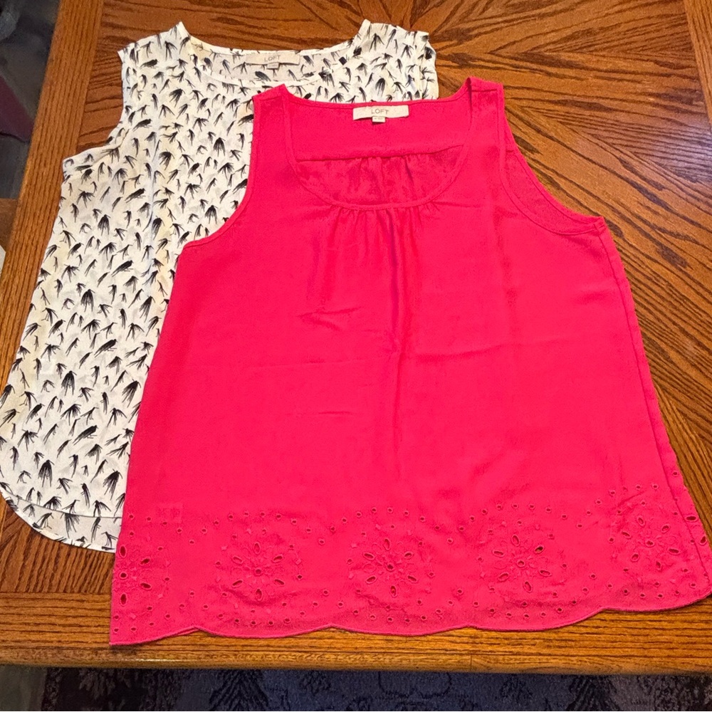 2 for 1 Deal LOFT ANN TAYLOR Size M Sleeveless Blouses #1 Fuchsia #2 Black&White